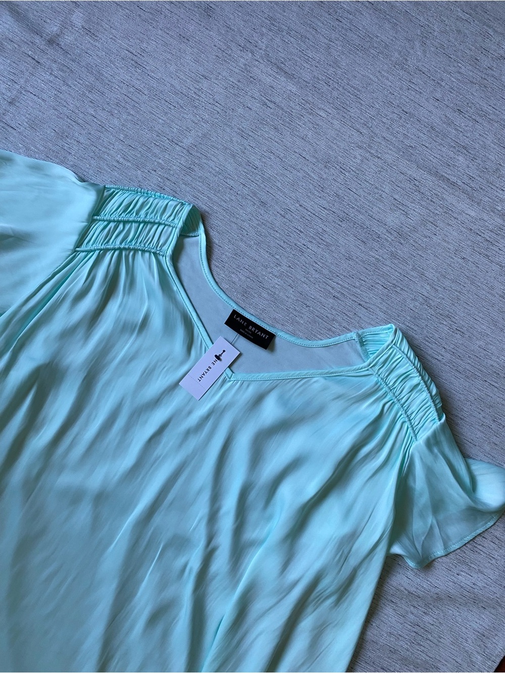 Lane Bryant Light Aqua V-Neck Flutter Sleeve Top NWT